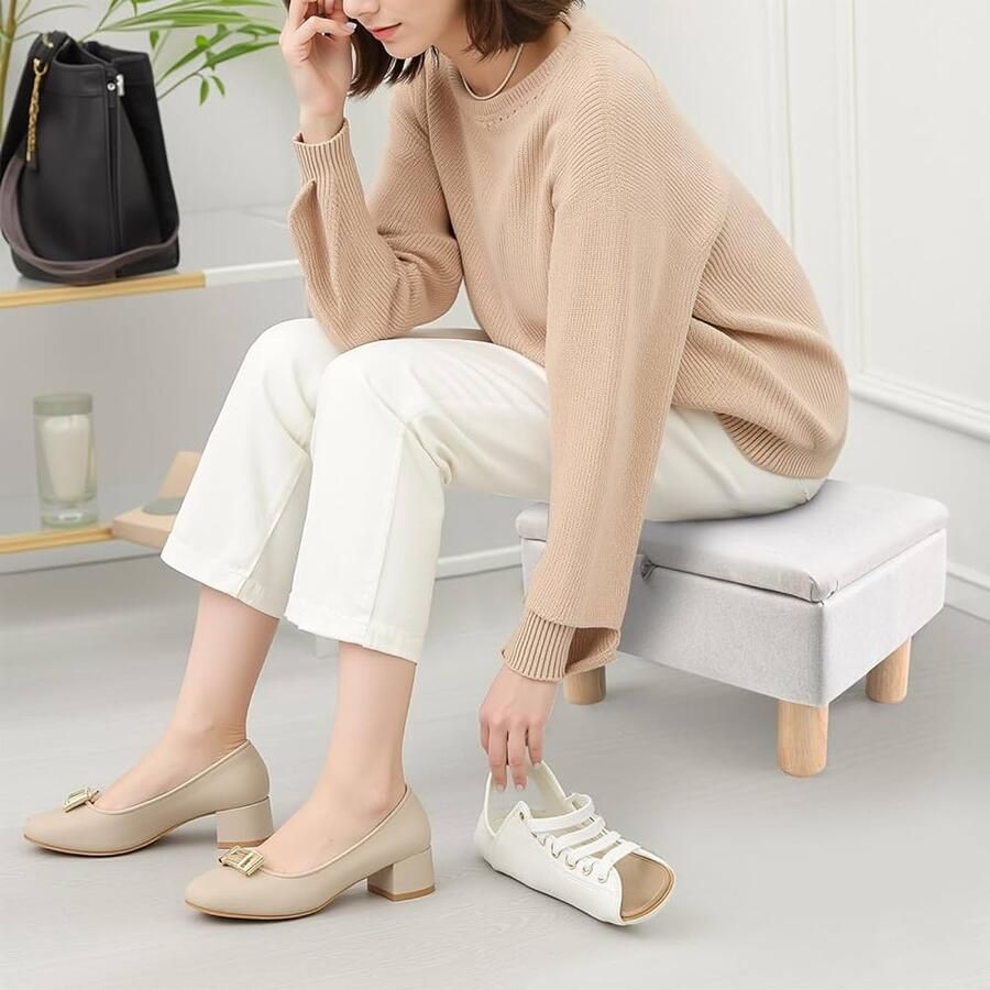 Voetenbank met opbergruimte multifunctioneel 1 stuk linnen stof L 40 cm x B 30 cm x H 24 cm