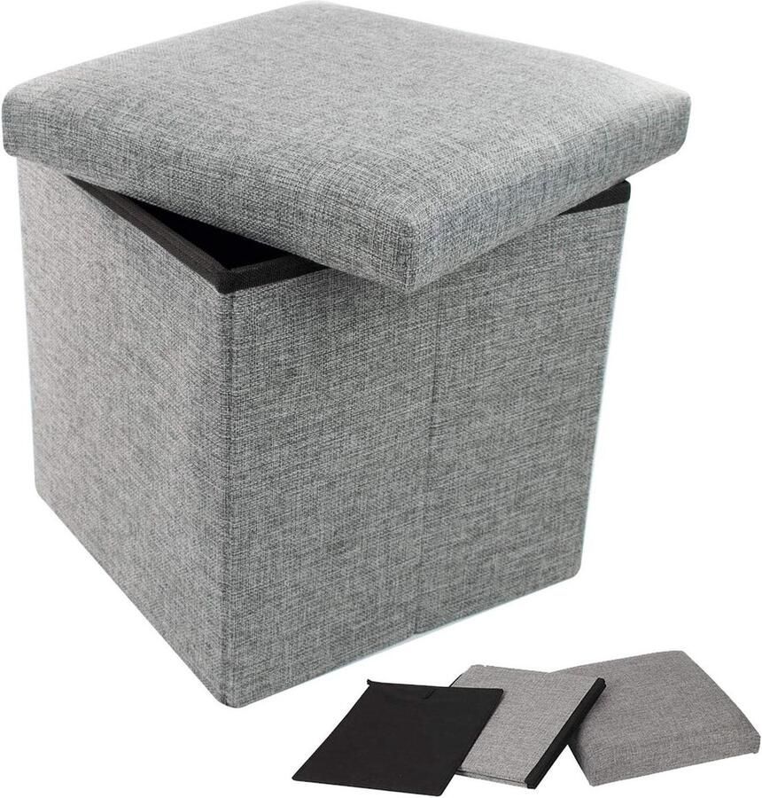 Voetenbank met Opbergruimte Opbergdoos voor Speelgoed Grijs 1 stuk