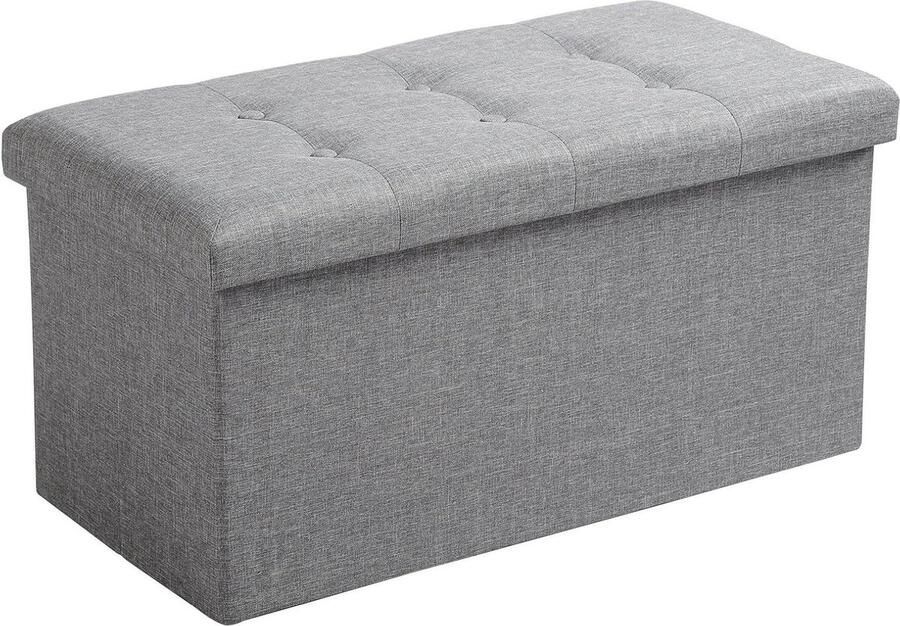 Voetenbank Opbergbank van Linnen Opbergkruk Opvouwbare Zitting 76x375x38cm Lichtgrijze WOLTU SH10hgr-1