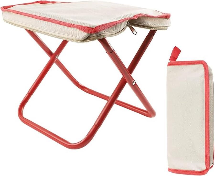 Voetenbank Verstelbaar Campingkruk Opvouwbare Kruk Inklapbare Kruk Telescopische Kruk Camping Kruk Draagbare Kruk Voor Reizen Wandelen Hiken Vissen Picknick Barbecue Wit En Rood