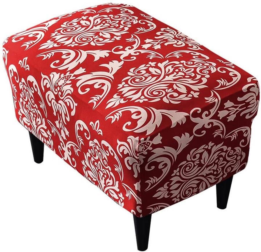 Ibenzoa Stijlvolle en Rekbare Krukhoes voor Rechthoekige Poef Barokke Stijl Bescherming en Verfraaiing