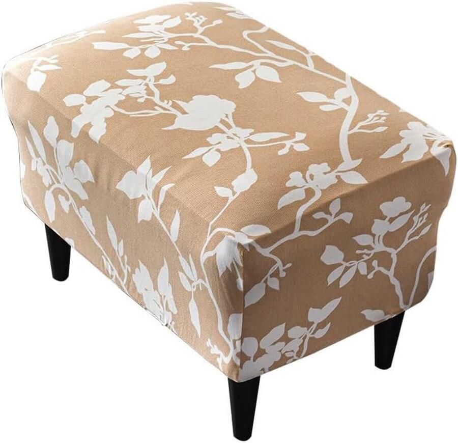 Voetenbankhoes rechthoekig polyester spandex stretch voetenbankhoes krukbeschermer met elastische onderkant stofdichte afneembare en wasbare voetenbankkussenhoes wit