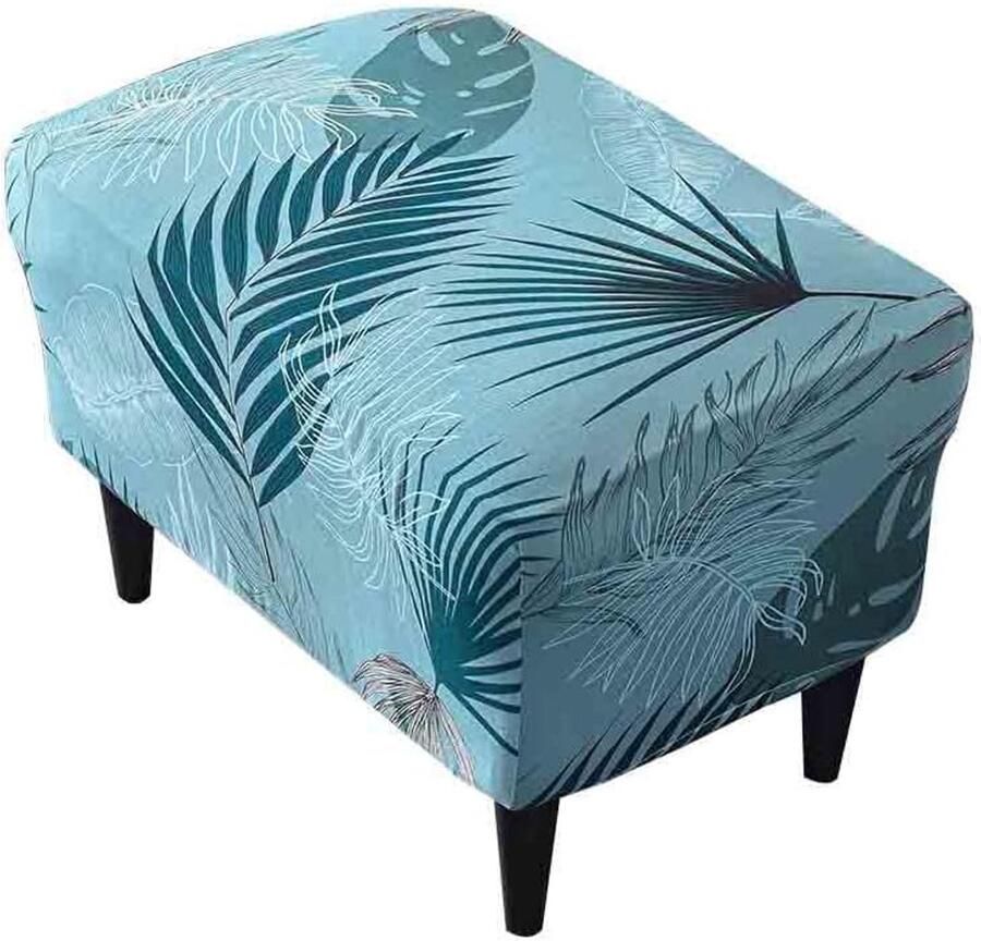 Voetenbankhoes Rechthoekige voetenbankhoes van polyester en spandex krukbeschermer met elastische onderkant stofdichte verwijderbare en wasbare voetenbankkussenhoes Cyaan