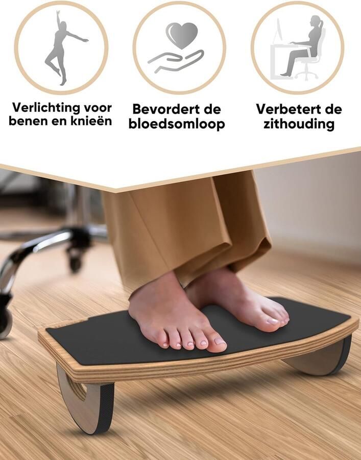 Houten voetensteun bureau beensteun ontworpen in Duitsland antislip voetsteun bureau met kantelfunctie comfortabele voetenbank voor kantoor footrest als accessoire voor thuiskantoor - Foto 9