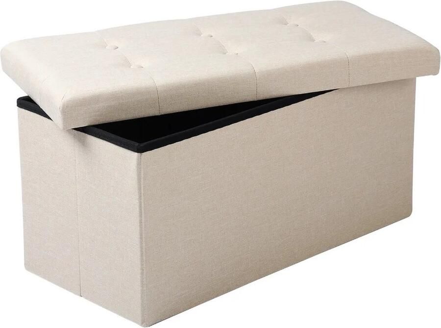 Jake Boss Life Tools Voetenbankje met opslag Poef met Opbergruimte Voetenbankje Binnen met Opslag 76 x 38 x 38 80 Liter Gebroken Wit