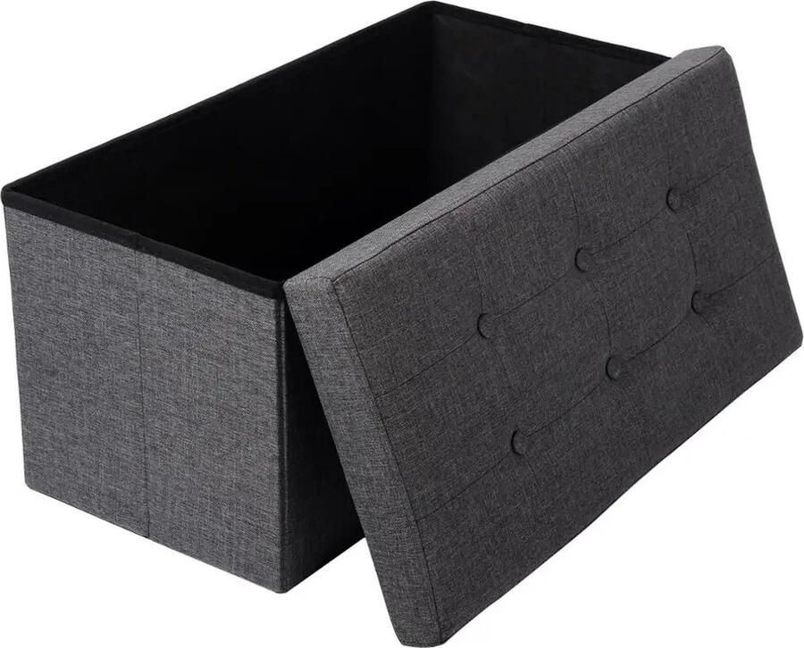 Jake Boss Life Tools Voetenbankje met opslag Poef met Opbergruimte Voetenbankje Binnen met Opslag 76 x 38 x 38 80 Liter Donkergrijs