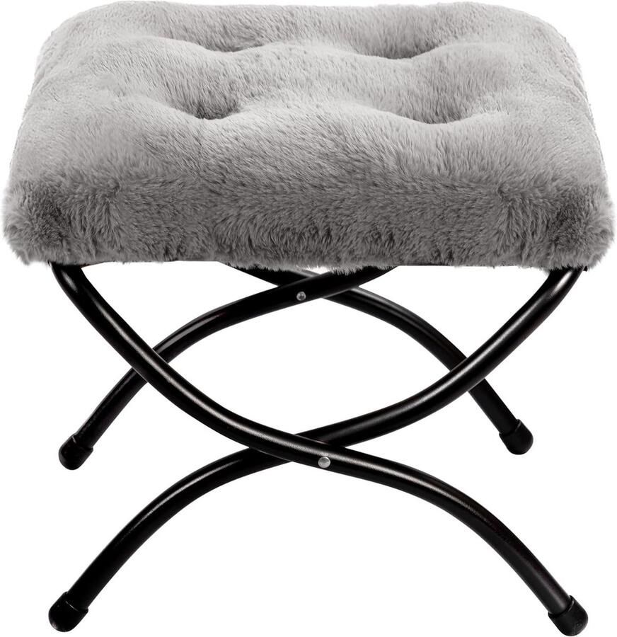 Voetenbankje Of Poef Voor Bij Bureau Voetensteun Ook Te Gebruiken Als Voetenkussen Pluche Grijs