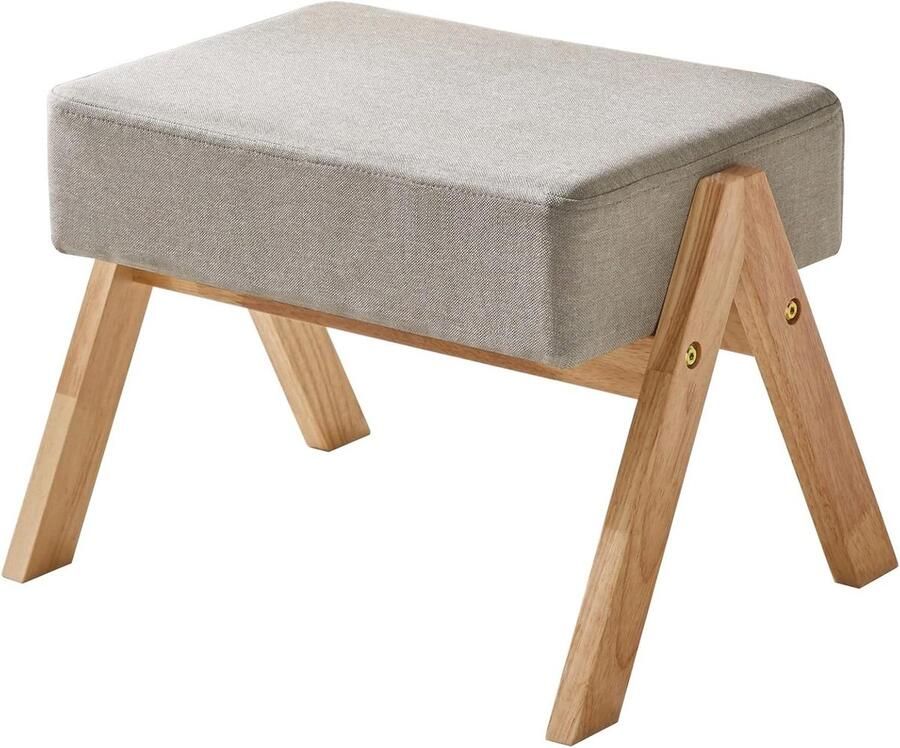 Voetenkruk kleine schoenen wisselkruk moderne stabiele houten voetenbank voor rustvoeten 40 x 28 x 30 cm beige