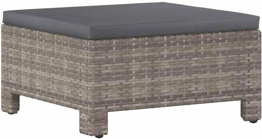 Voetensteun met kussen Grijze poly rattan Tuin Voetenbank voor Comfortabel Ontspannen