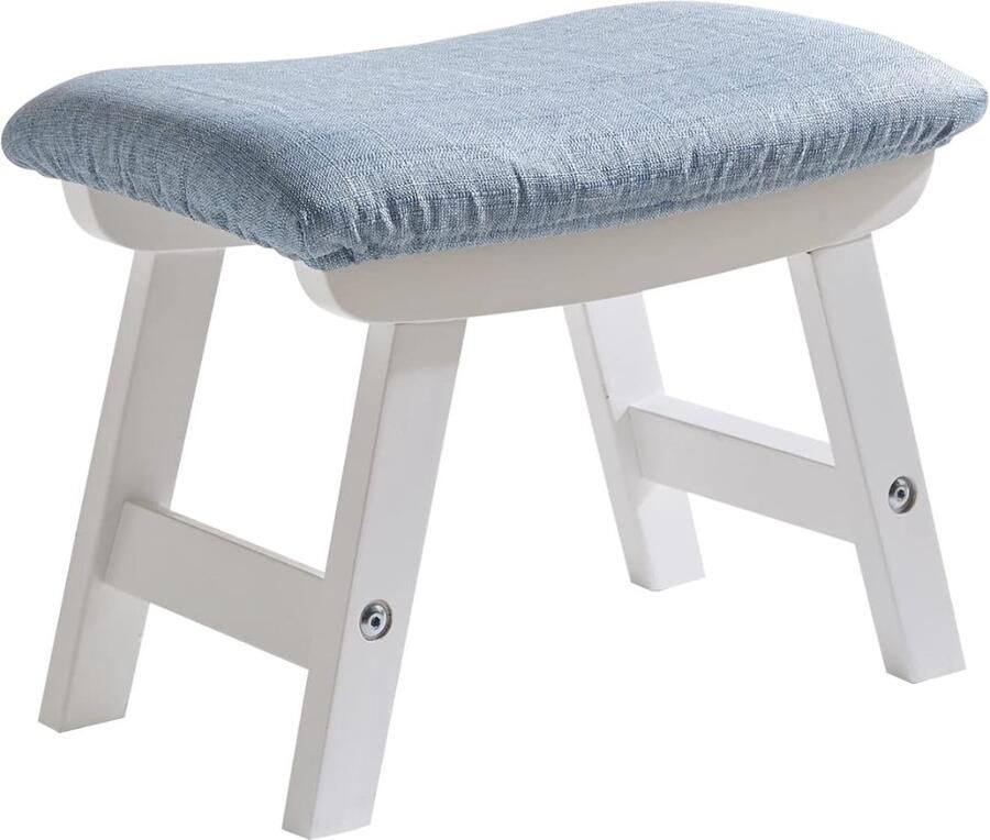 Voetensteun Voetenbank Verstelbaar Stoelkruk Ontspanning Witte Poten & Blauwe Kussen