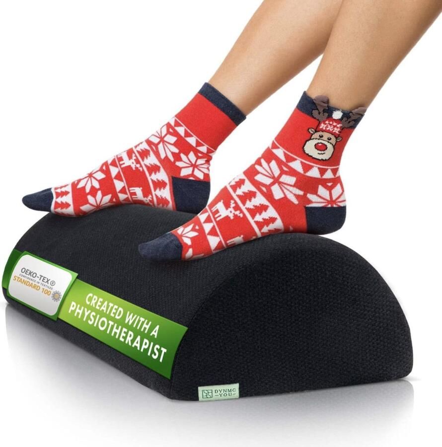 Voetensteun voor Onder Bureau op Kantoor Scandinavisch Grijs Stevig Comfortabel Thuis Op Reis Voetensteun Bureau Wasbare Hoes Antislip Voetenbank met Schommelend Ergonomisch Ontwerp