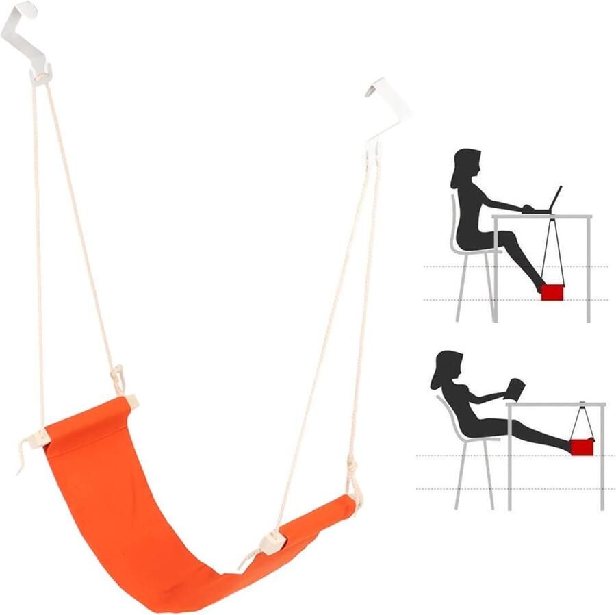 Allecto Plus Voethangmat voor bureau en thuis Verstelbare voetsteun Ademend en draagbaar Schommel voetsteun Oranje Ergonomisch comfort