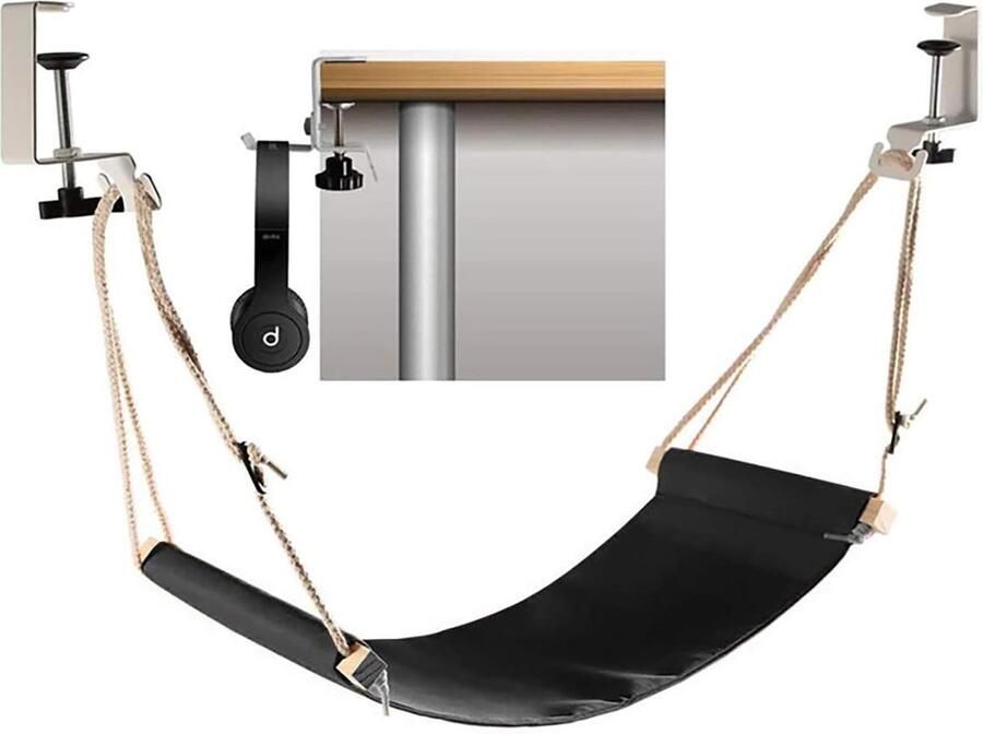 Voethangmat verstelbaar Praktische voethangmat bureau voetensteun met hoofdtelefoonhaak voor ontspanning op kantoor