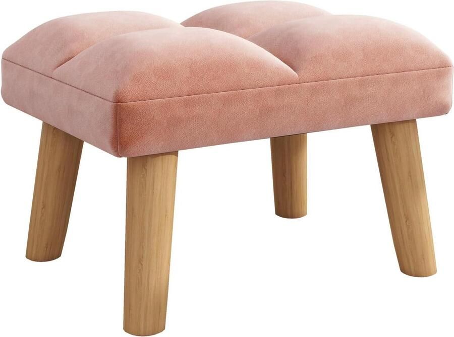 Voetkruk moderne fluwelen poef geschikt voor woonkamer en slaapkamer 40 x 30 x 27 cm roze