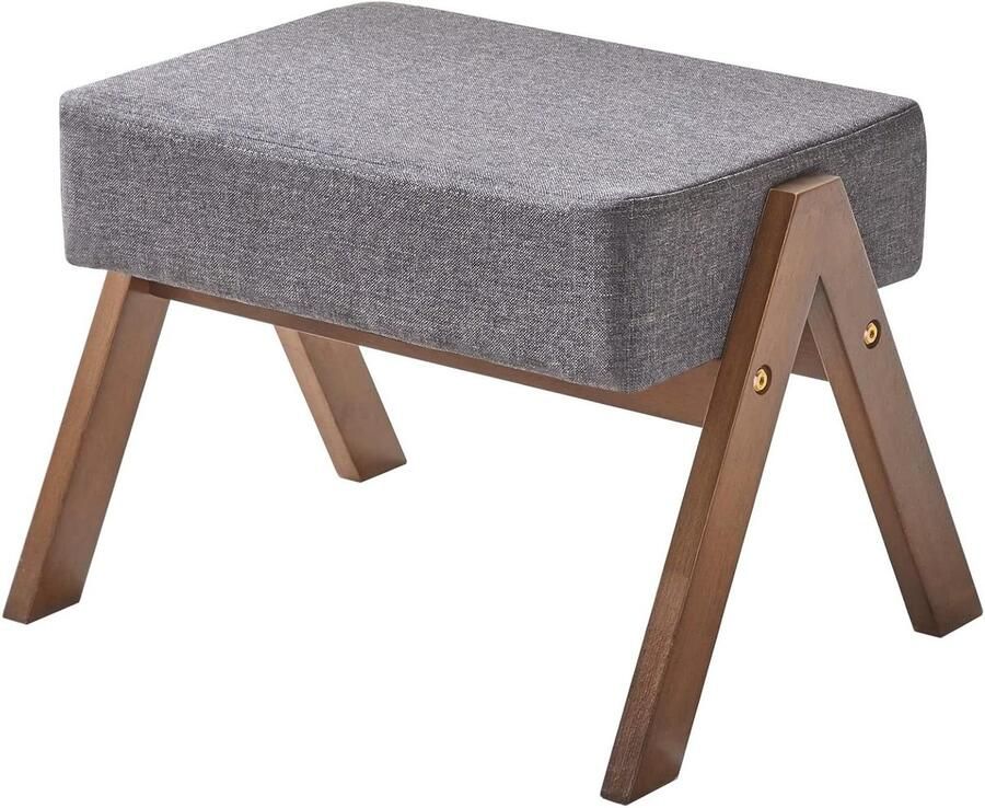 Voetkruk Ottomaanse donkergrijs voor woonkamer en slaapkamer moderne stabiele houten voetenbank 40 x 28 x 30 cm