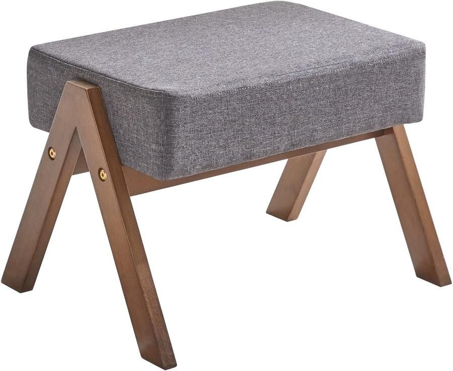 Voetkruk Ottomaanse klein schoenen wisselkruk hulpvoetkruk type A moderne stabiele houten voetenbank voor rustvoeten voor woonkamer slaapkamer 40 x 28 x 30 cm donkergrijs