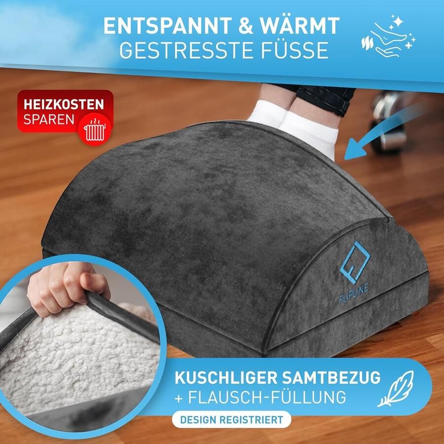 Voetsteun bureau donkergrijs met fleece-vezel-voetenzak in hoogte verstelbare voetenbank antislip voetensteun voor kantoor en thuiskantoor accessoires