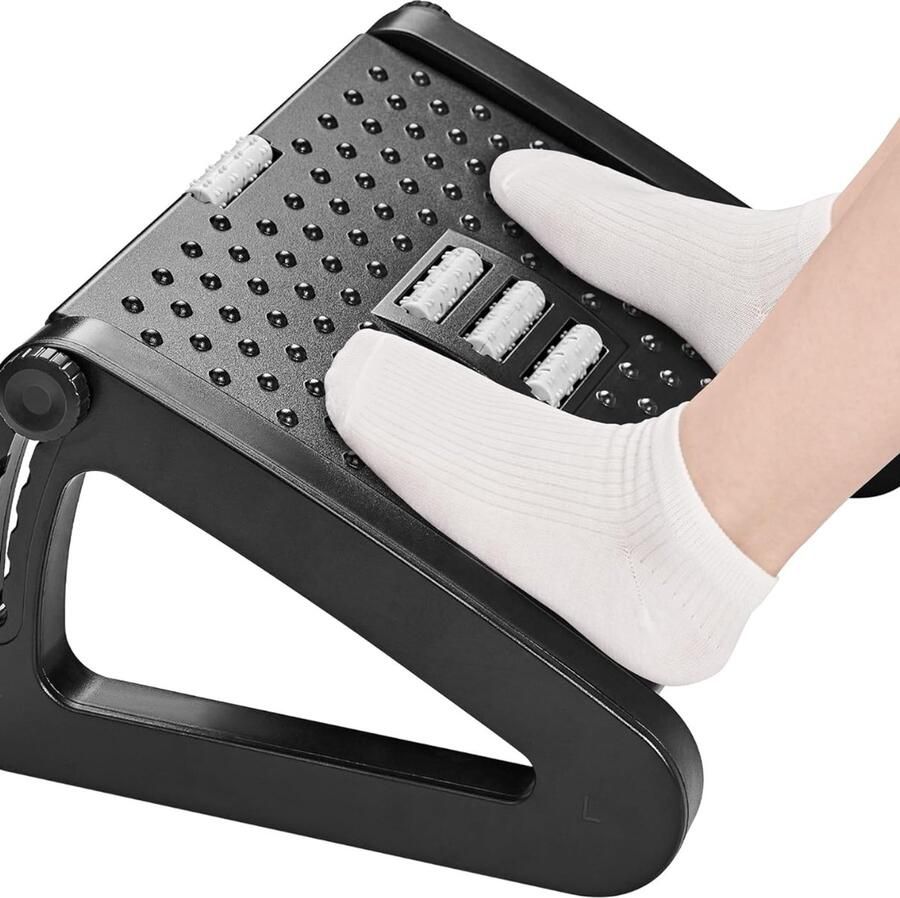Voetsteun bureau in hoogte verstelbare voetenbank ergonomische voetsteun antislip voetsteun met massagefunctie verlicht benen knieën en rugpijn ideaal voor thuis kantoor en reizen