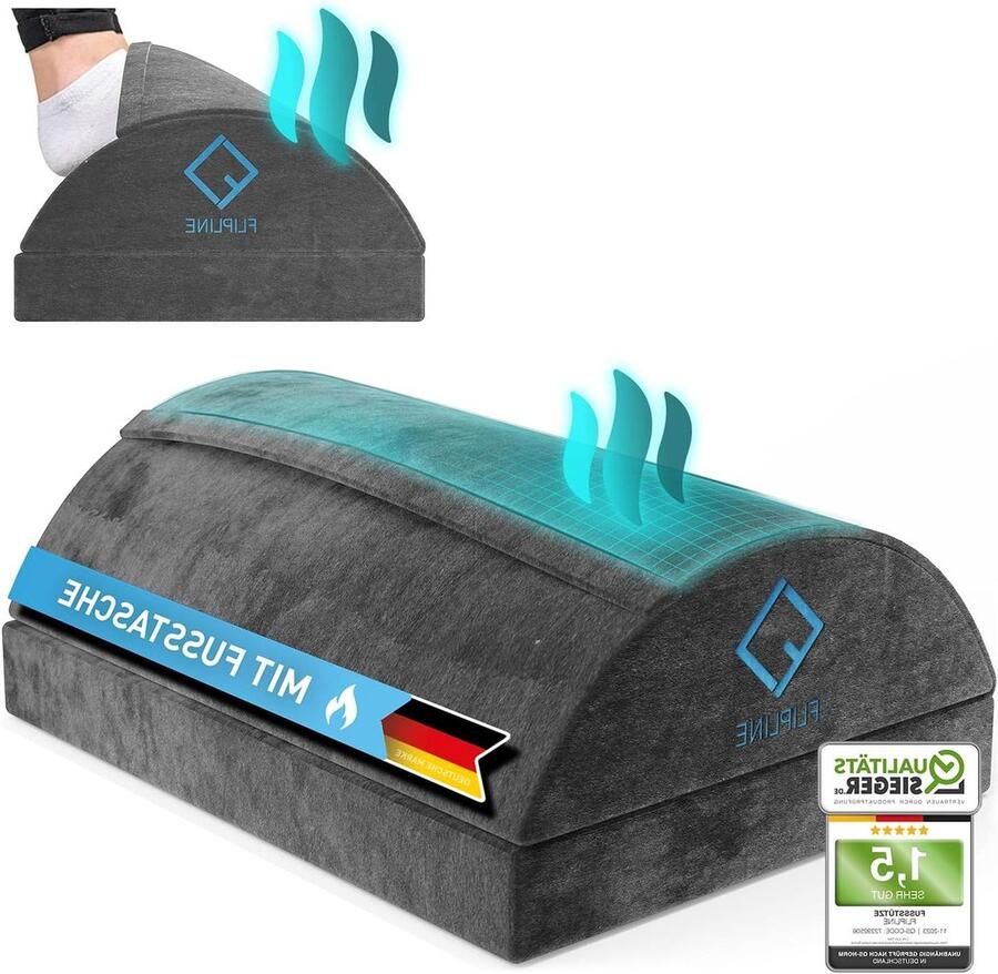 Voetsteun bureau donkergrijs ThermoFlow met fleece vezel voetenzak in hoogte verstelbare antislip voor kantoor en thuiskantoor accessoires