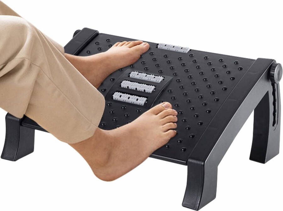 Voetsteun bureau voetensteun bureau met massageoppervlak 6 in hoogte verstelbare voetenbank ergonomische voetenbank antislip voetsteun ideaal accessoire voor thuiskantoor praktische cadeaus voor collega's