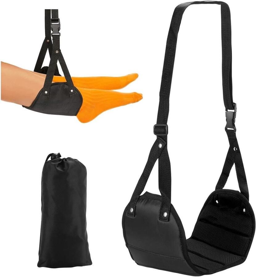 Voetsteun Hangmat voor Vliegtuig Reizen Opvouwbaar met Opbergtas