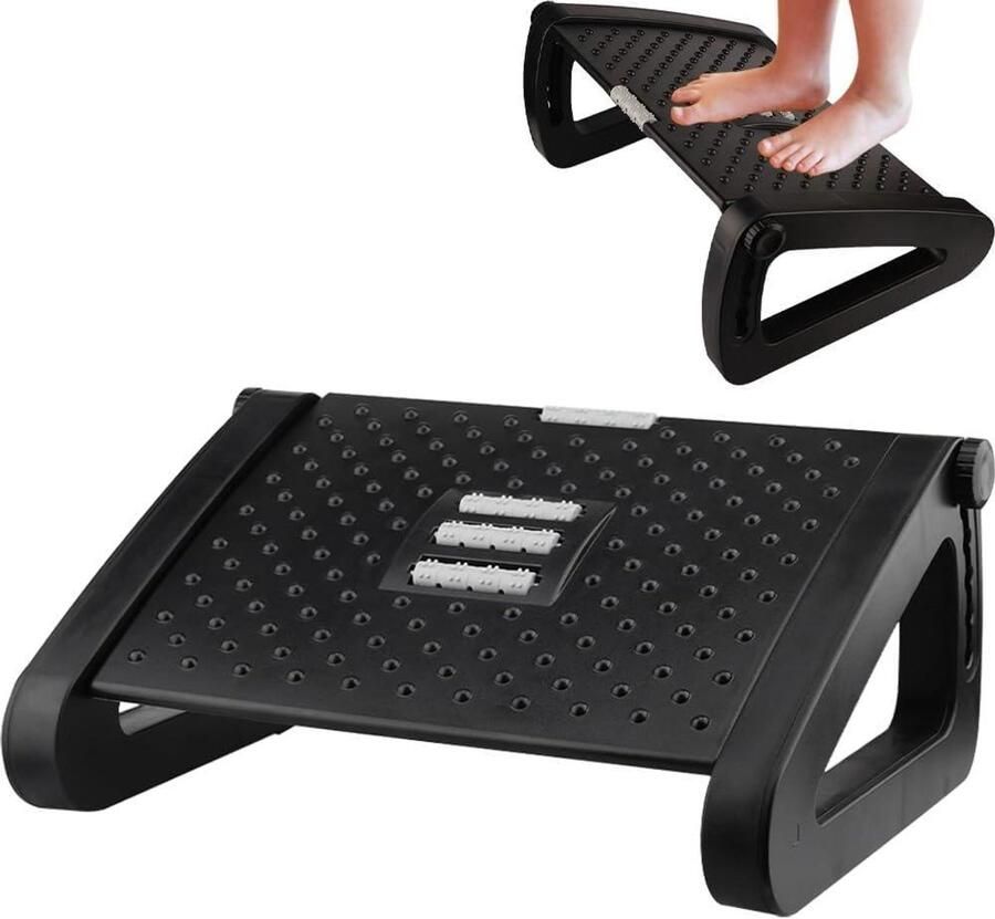 Ergonomische voetensteun met massagefunctie in 6 hoogtes verstelbaar Ideaal voor thuis kantoor en reizen Voetsteun bureau