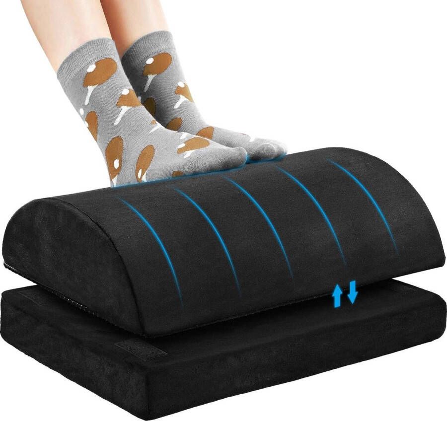 Voetsteun onder het bureau comfortabele fluweelzachte dubbele bureau-voetensteun voor op kantoor met wasbare overtrek en draagbare handgreep voor kantoor thuis reizen