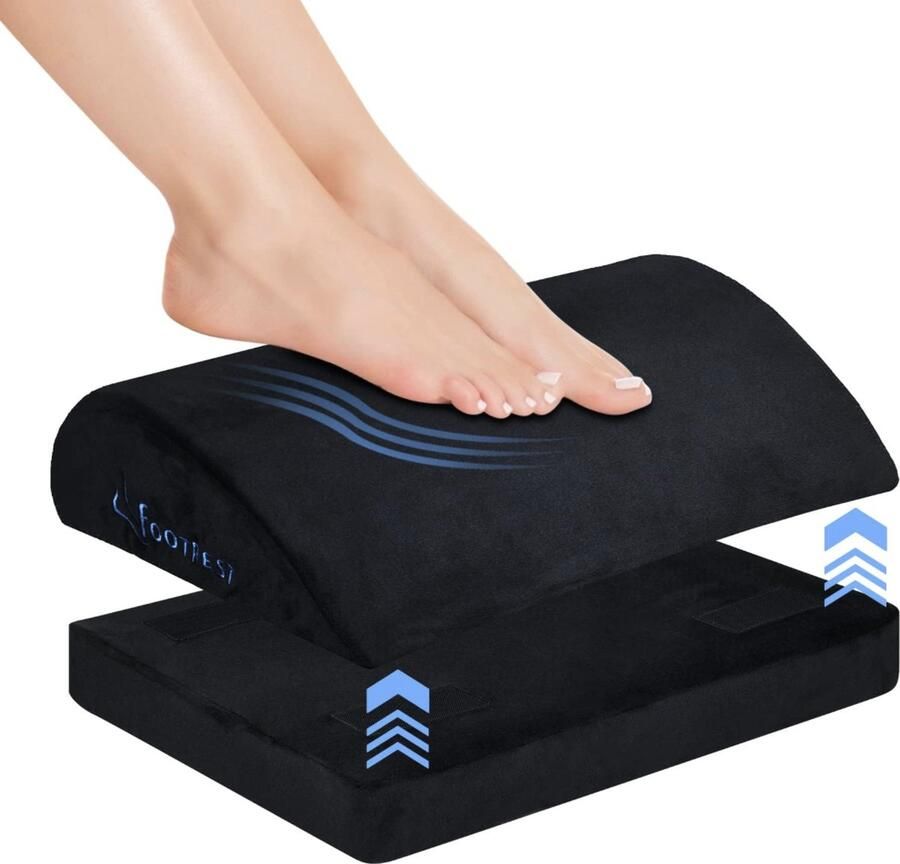 Voetsteun Onder het Bureau Verstelbare Voetenbank met 2 Optionele Voetkussens Voetenbank van Premium Schuimkern Antislip Voetensteun voor Kantoor Thuiskantoor Thuis Gaming Reizen