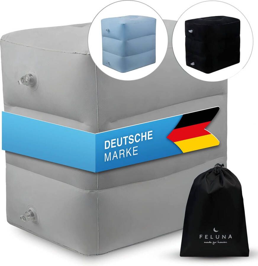 Voetsteun reiskussen voor trein auto en vliegtuigkussen opblaasbaar reis-strand- en campingkussen multifunctioneel kussen tot 45 x 30 x 42 cm (grijs) - Foto 2