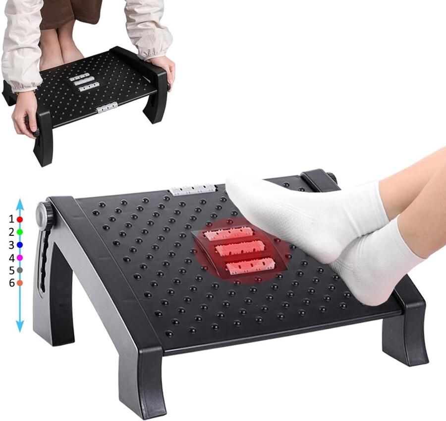 Voetsteun voor Bureau Verstelbare Voetenbank 1 stuk Kunststof Massageoppervlak