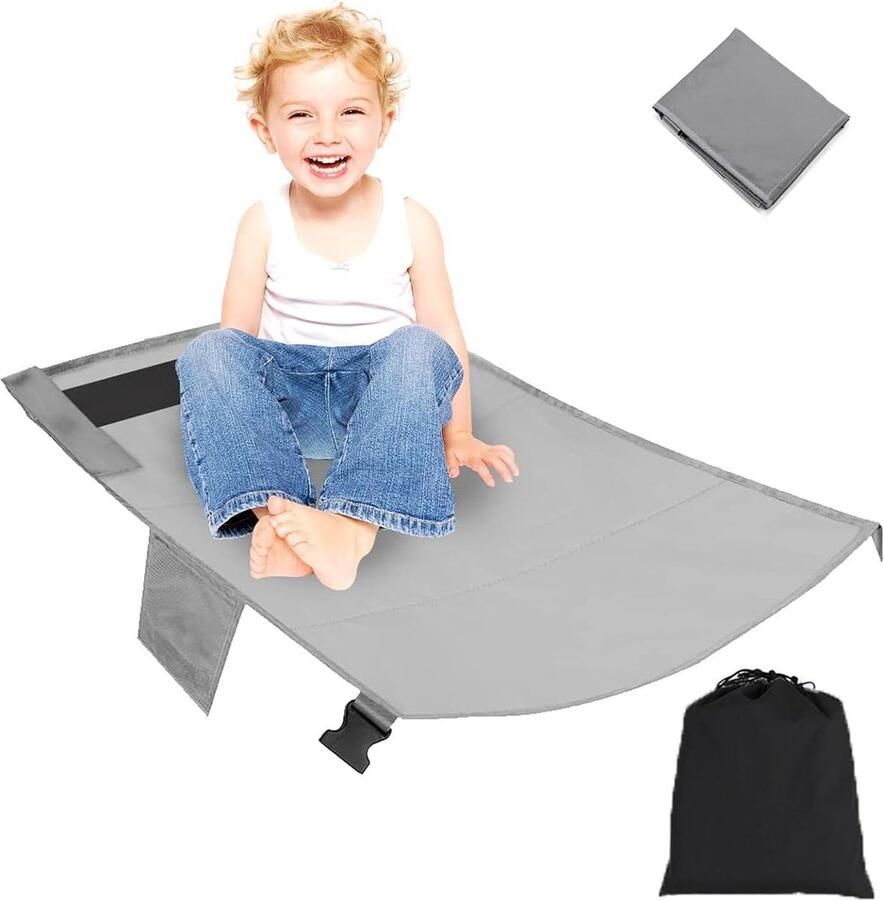 Voetsteun voor kinderen vliegtuig voetsteun compacte vliegtuig-voetensteun voor kinderen vliegtuig stoelverlenging voor kinderen peuters vliegtuig must-haves 79 x 44 cm (grijs)