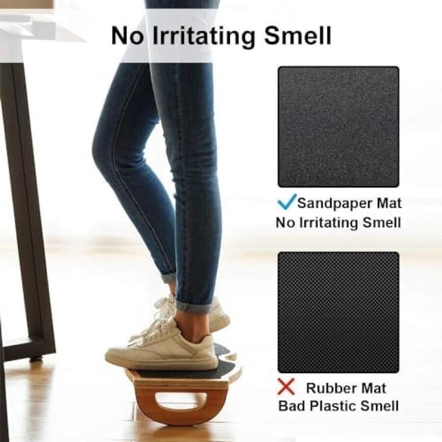 Voetsteun voor onder bureau kruk natuurlijk hout antislip oppervlak ergonomische drukontlasting voor goede houdingsondersteuning thuis werk en kantoor pc-gebruik compact (350 lbs) - Foto 2