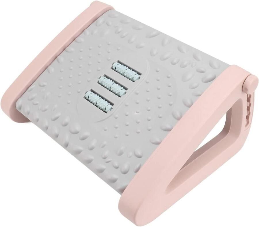 Voetsteun voor Onder Het Bureau Ergonomische Hoogte Verstelbare Voetsteun met Massage Stevige Voetenbank voor Thuiskantoor en Reizen Roze 6 in Hoogte Verstelbaar