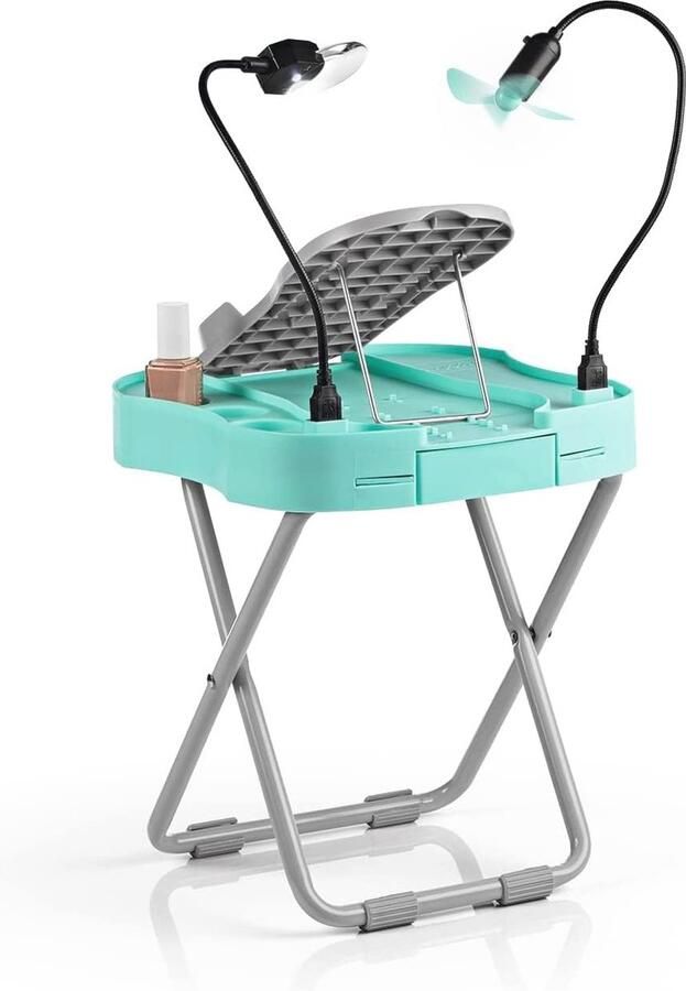 Voetsteun voor Pedicure met LED Licht en Droogventilator Verstelbare Antislip Voetensteun met Opslag