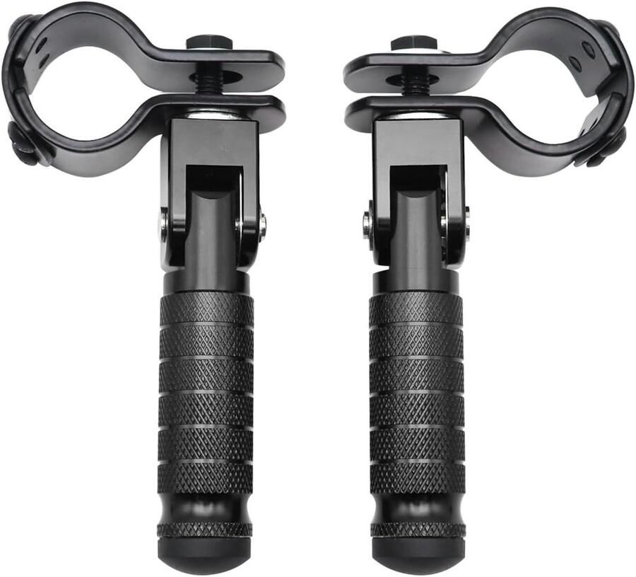 M8 Folding Motorcycle Rear Footrests (Black) met 90 Degree Fixed Folding Passenger Pedal Support