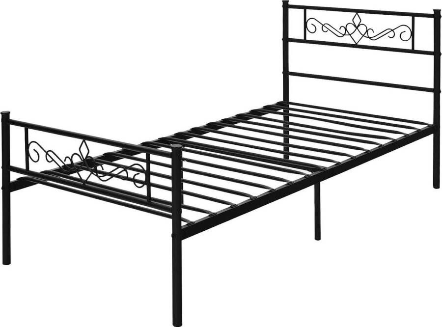 Volledige Grootte Metalen Bedframe Moderne Platform Bed Met Hoofdbord en Voeteneind Zware Stalen Latten Ondersteuning Matras Stichting Geen Boxspring Nodig GeluidlooS Eenvoudige Montage Zwart