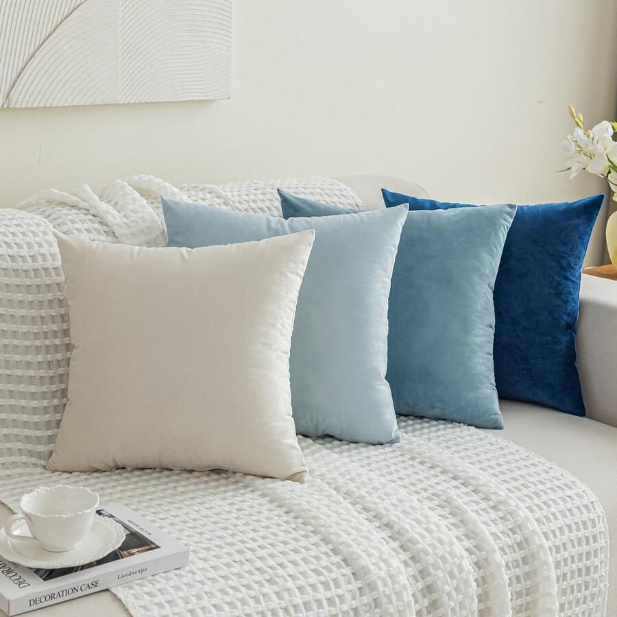 Voordeelset van 2 fluwelen kussenslopen roosterpatroon luxueus fluweel zacht eenkleurig sierkussen zonder vulling voor bank en woonkamer 45 x 45 cm oranje