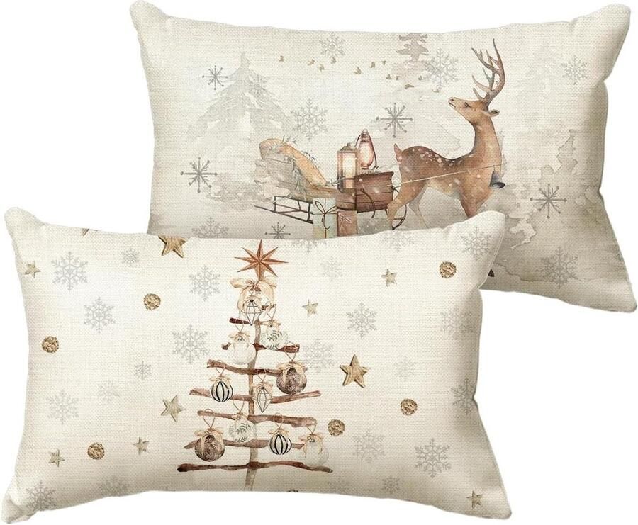 Voordeelset van 2 waterdichte kussenhoezen buitenbankkussenhoezen decoratieve moderne kussenhoezen linnen premium kwaliteitlook polyester stevig duurzaam voor tuin bank woonkamer bed 45 x 45 cm geel