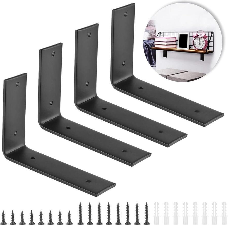 4 stuks wandplankbeugels voor planken metalen muursteun zwaar belastbare planksteunen 150 x 250 mm