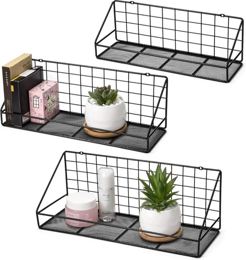 Voordeelset van 3 houten zwevende wandplanken met plankendragers 42 36 en 30 cm * 15 cm muurplanken wandschappen hout donkerbruin