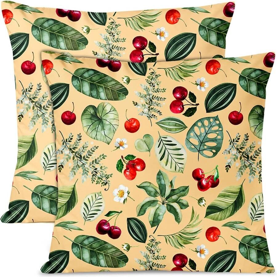 Voordeelset van 4 kussenslopen 40 x 40 cm eucalyptus krans vaas decoratieve kussenslopen linnen premium kwaliteit groen plant kussenovertrek bank sierkussen sofakussen cafÃ£Â© tuin outdoor huisdecoratie