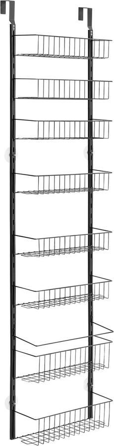 Voorraadkast organiser voor over de deur 8 hangende stalen kruidenrekjes verstelbare wandplanken voor keuken badkamer en huis zwart