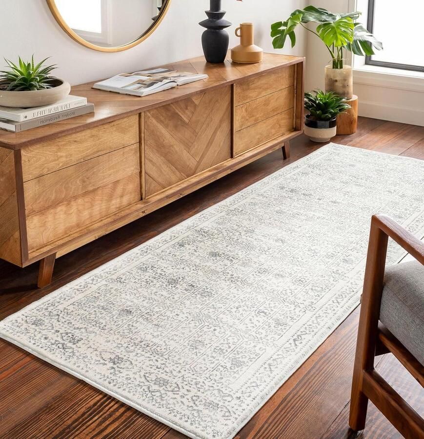 VORLOU Area tapijt Klaudia 2'7 x 7'3 met subtiel patroon van bloemen vloerkleed