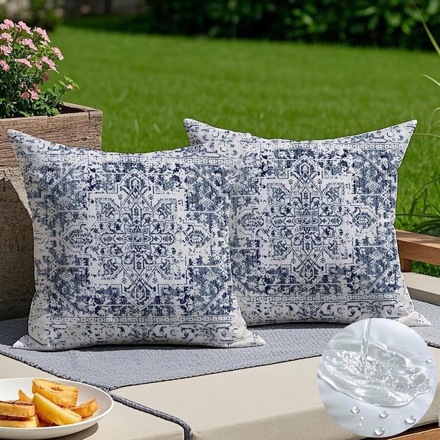 Vorysum Buitenkussen 40x40 cm Weerbestendig Zwart Bankkussen Vintage Decoratief Kussen Boho Kussenhoes Abstract Kussenhoes Herfst Decoratieve Kussenhoezen voor Woonkamer Tuinbank Set van 2