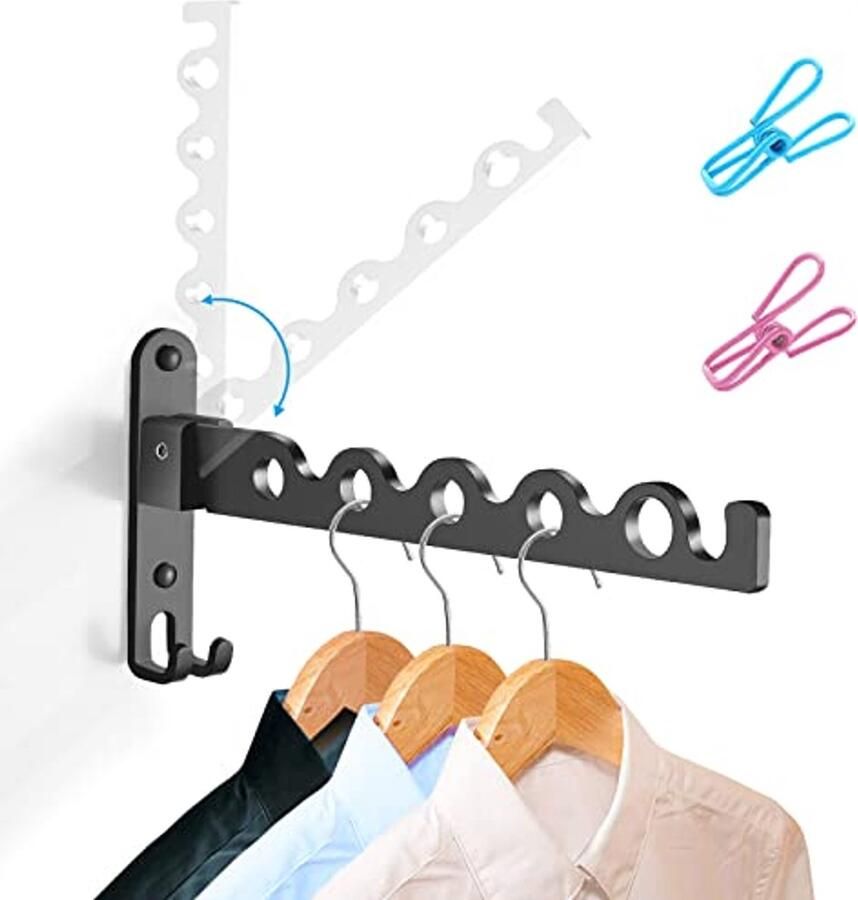 Vouwbaar Kledingrek Wandmontage Ruimtebesparende Muurhangers voor Kleding en Accessoires