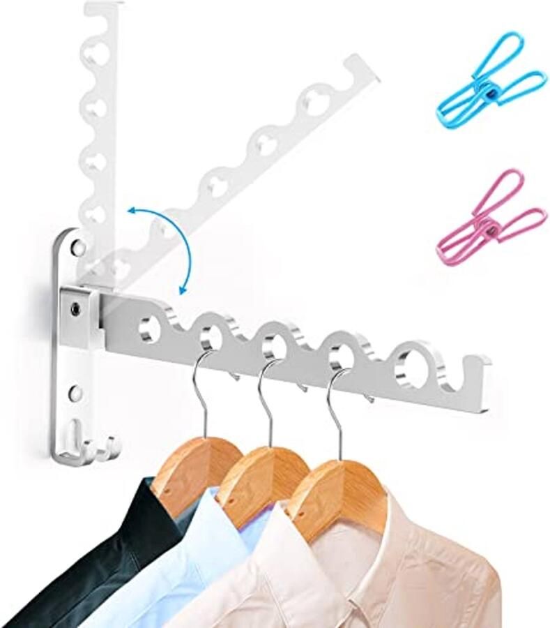 Vouwbaar Wandmontage Kledingrek Ruimtebesparende Hanger voor Kleding en Accessoires