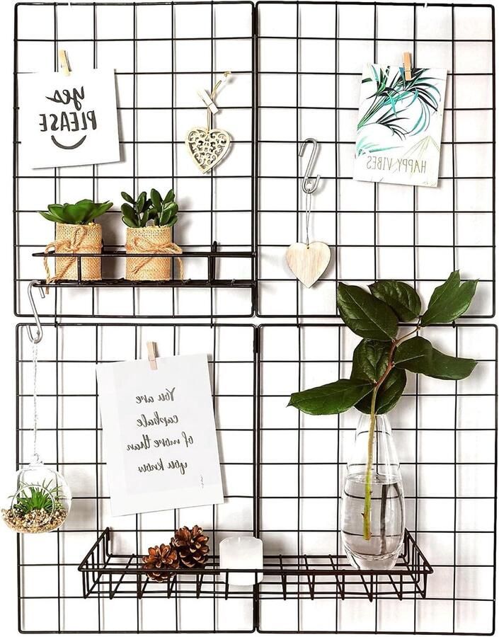 Vouwbaar Wandrek Metaal Industrieel Wanddecoratie Set van 2 Zwart Metaal