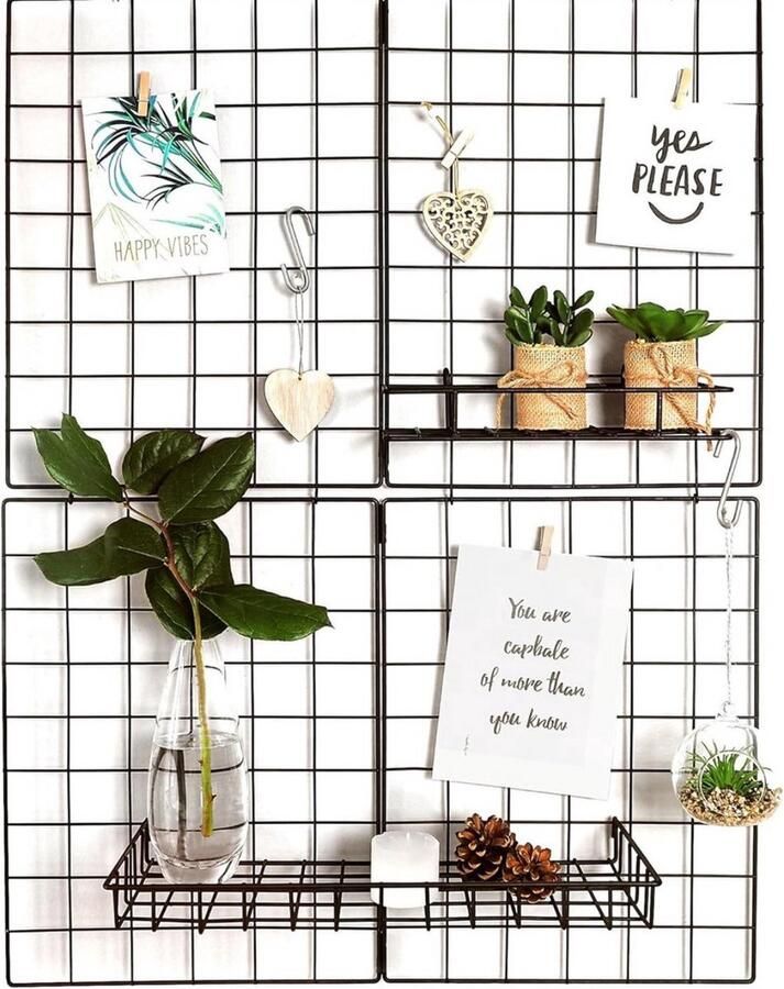 Vouwbaar Wandrek Metaal Wanddecoratie Set van 2 Zwart Metaal - Foto 2