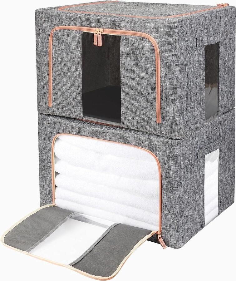 Vouwbare Kast Organizer Opslag Dozen Handig voor Kleding en Dekens 2 Stuks Katoen