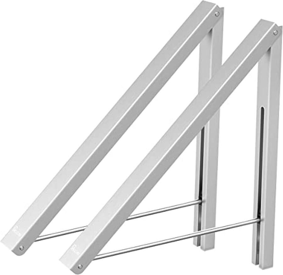 Vouwbare Kledingdroogrek Wandmontage Ruimtebesparend 2 Stuks Aluminium Geschikt voor Thuis en Slaapkamer